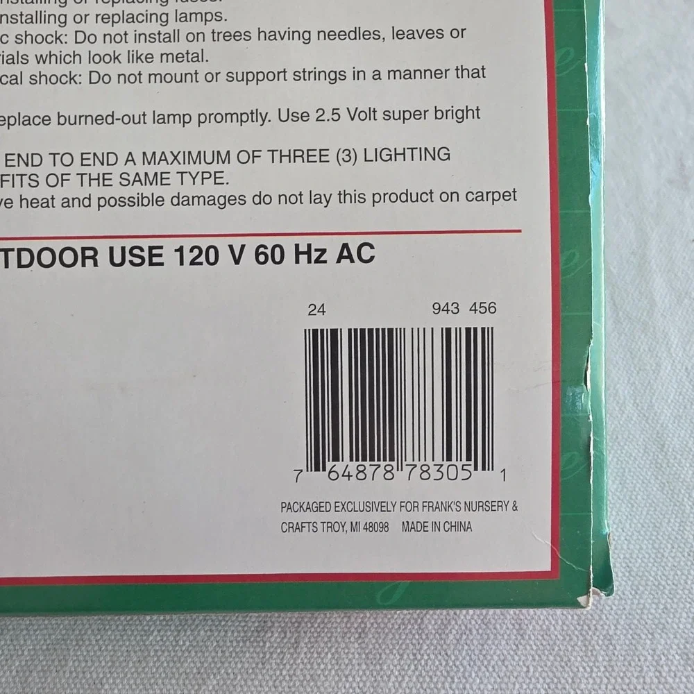 VTG Frank's Nursery 100 Double Light Red Green Two Color Christmas Lights. Works